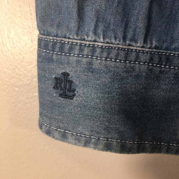 Lauren Ralph Lauren Jeans Co. Cotton Button Up Pin Tuck Long Sleeve Top Size 10 - Picture 10 of 15
